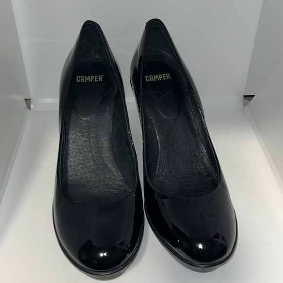 Camper Black Patent Leather Platform Pump Heels Women’s EU 39 US 8.5 - Picture 3 of 14